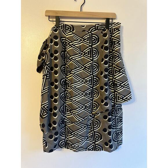 Maeve for Anthropologie Edessa Tribal Batik Print Layered Faux Wrap Skirt Size 8 - Picture 4 of 11
